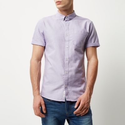 Light purple short sleeve Oxford shirt